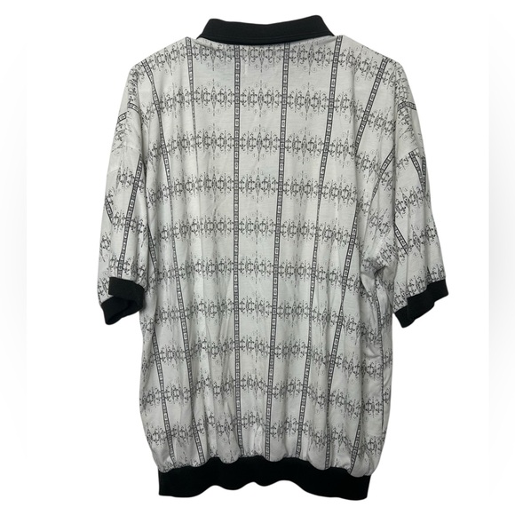 Santa Fe Express Members Only White/Black Short Sleeve Button Golf Shirt Men XL - Picture 3 of 5